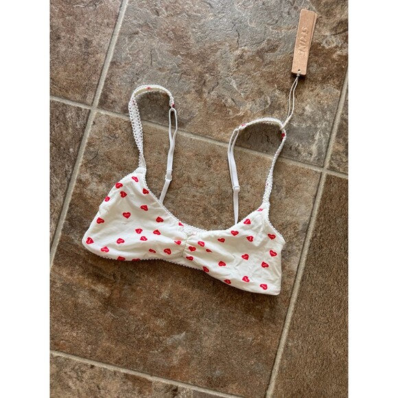 Skims Fits Everybody Picot Skimpy Scoop Bralette Ruby Heart Print Size XXS - Picture 5 of 10